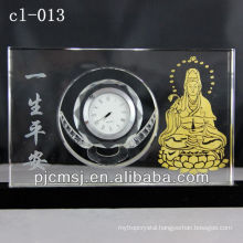 cheap crystal glass table clock for office decoration gift religion souvenirs